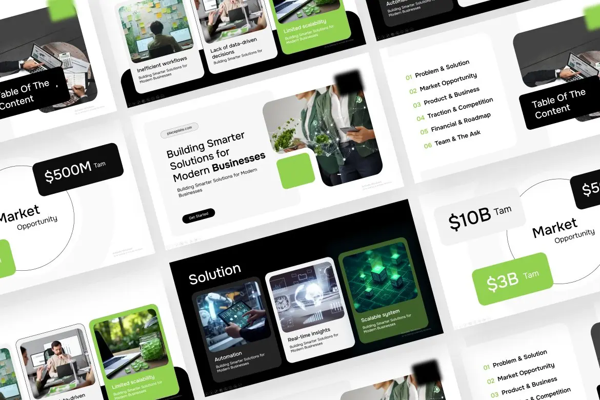 PP-48 Green Signal PPT Template — all slides preview